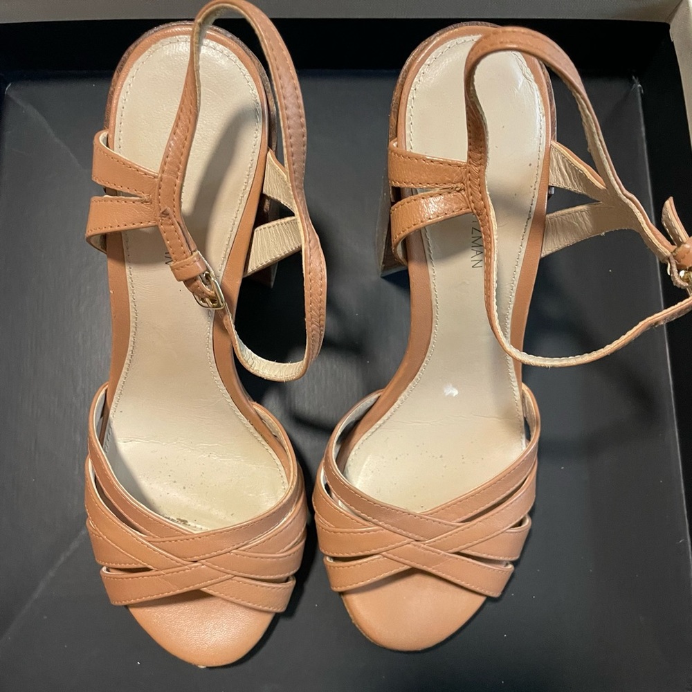Stuart Weitzman tan strap heels